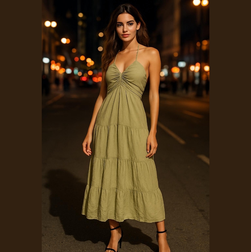 Unleash Your Inner Boho Goddess with Our Gypsy Cotton Maxi Halter Dress